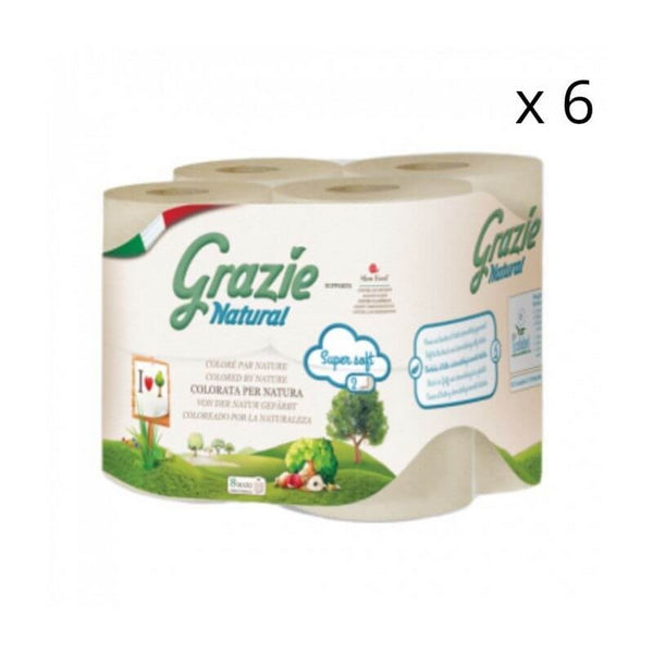 Grazie Natural -- Papier toilette compact - 8 rouleaux x 6