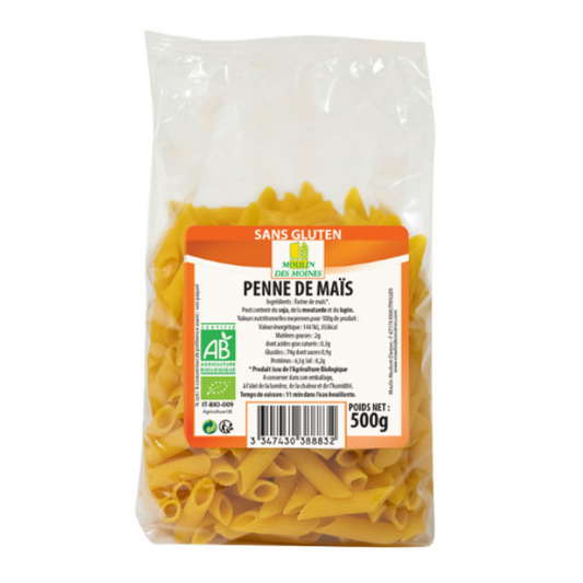 Moulin Des Moines -- Pennes sans gluten à la farine de maïs bio - 500 g