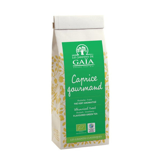 Jardins De Gaïa -- Thé vert bio caprice gourmand (rhubarbe fraise) - 100 g